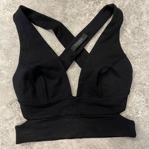 Black crisscrossed back crop top